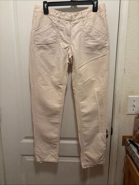 Flawed Gem LOFT Cropped Tapered Jeans in Light Beige